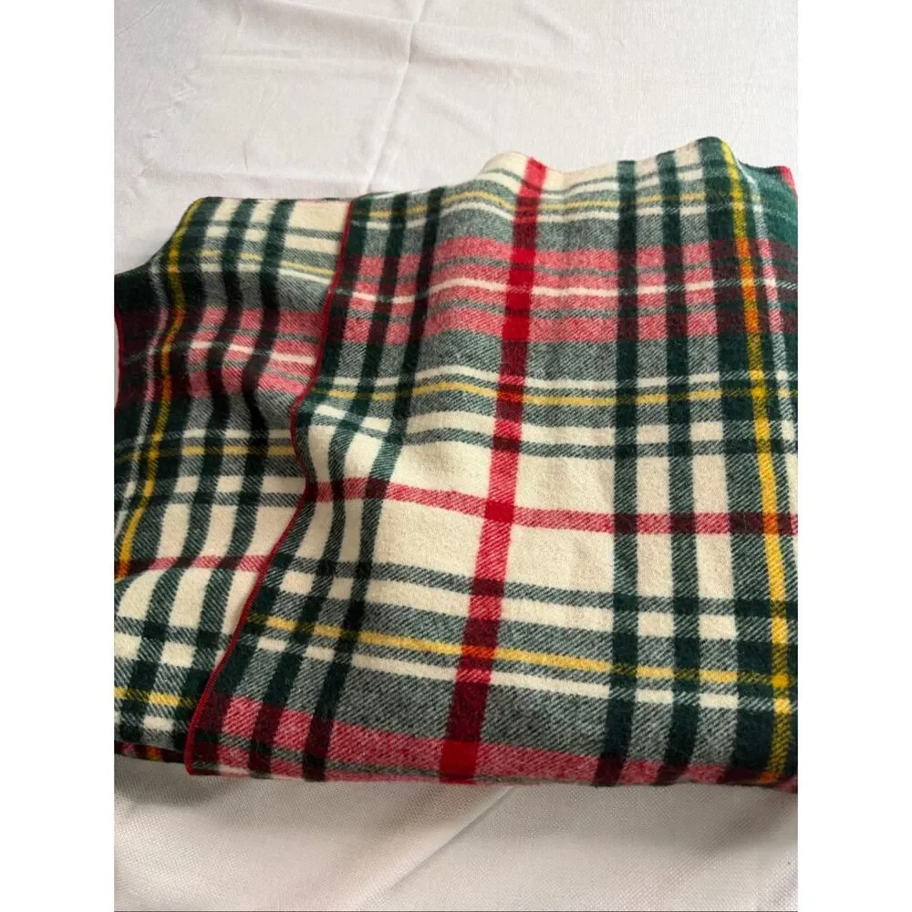 Vintage LL Bean Tartan Wool Blanket Camp Blanket Freeport, Maine USA Made